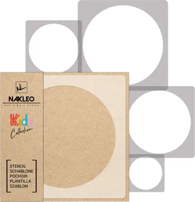 Produktbild von Schablonen Malen für Kinder, 5 Stück Set 9x9 cm bis 34x34 cm Kreis Punkt Geometrisch, Wiederverwendbare Kunststoff für Kinderzimmer Malvorlage Raumdekoration