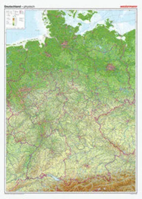 Image de Posterkarten Geographie: Riesenposter Deutschland, physisch. 1 : 750.000