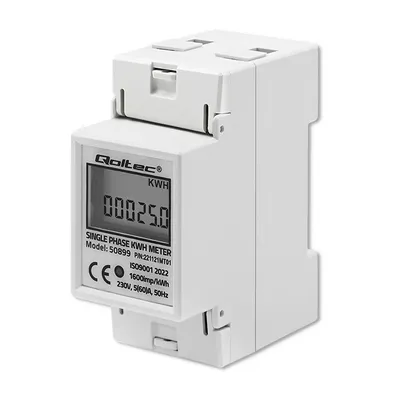 Zdjęcie produktu dla Qoltec Licznik Zużycia Energii Jednofazowy Na Szynę Din | 230V | Lcd | 2P