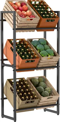 Produktbild von Vigevee 2er Set Getränkekistenregal für 6 Kisten 71x32x140 cm Metall Schwarz