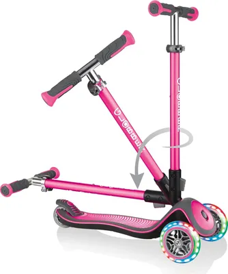 Obrázek produktu pro GLOBBER ELITE DELUXE LIGHTS - koloběžka pro děti, 120/80 mm, ABEC 5, tříkolová, výškově nastavitelná, LED kolečka, růžová