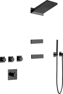 Produktbild von Mexen Fall Unterputz-Duschset, schwarz - 7602-04-70