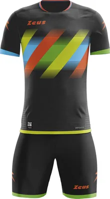 Produktbild von 128 YS/3XS|Zeus Icon Teamwear Set Trikot mit Shorts schwarz neon orange