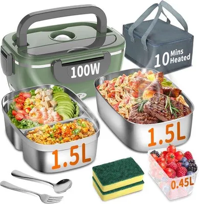 Immagine prodotto di Contenitore termico elettrico da 100 W, 3 in 1, isolato, verde, 1,5 L