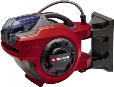 Zdjęcie produktu dla Einhell GE-HR 18/30 WH Li-Solo, Montowany do ściany wózek na wąż ogrodowy, Automatyczny, Funkcjonalny, Czarny, Czerwony, Do zawieszenia na ścianę, 30 m