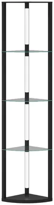 Obrázek produktu pro LED stojací lampa se skleněnými policemi a 3 úrovněmi osvětlení | Barva: Černá | Rozměry: 41,5 x 29,5 x 162 cm