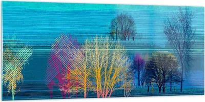 Produktbild von Bilder auf glas - Bäume Wiese Sommer - 120x50cm - Glasbilder - Wandbilder - Kunstdruck - zum Aufhängen bereit - Wanddekoration aus Glas - Glas Bilder - Wandbild auf Glas - Einteilig - GAB120x50-4100