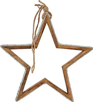 Obrázek produktu pro Vánoční dekorace hvězda třpytivá silueta 28,5 x 6 x 56 cm dřevo stříbrné barvy