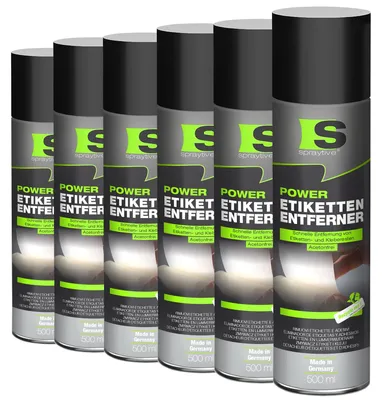 Produktbild von Spraytive 6x 500ml Power Etikettenentferner – Acetonfrei, Klebereste-Entferner & Etikettenlöser, Reiniger für Aufkleber & Markierungsfarben