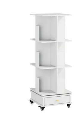 Produktbild von Bücherregal - Bücherkorb - Aufbewahrungsschrank - Drehbarer Schrank - Mobiles Bücherregal - 3-stöckig mit Schublade