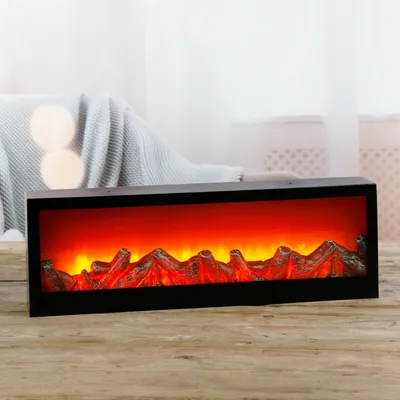 Produktbild von Dekokamin LED Kamin Feuer Elektrokamin Wandkamin Kaminfeuer Batterie 60x20 cm