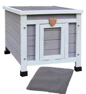 Immagine prodotto di Cuccia per gatti da esterno, dotata di tappetino riscaldante, resistente alle intemperie, color grigio