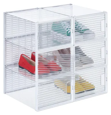 Productafbeelding van Schoenendoos - Schoenenbox set van 6 - Stapelbaar - Transparant - Tot maat 45