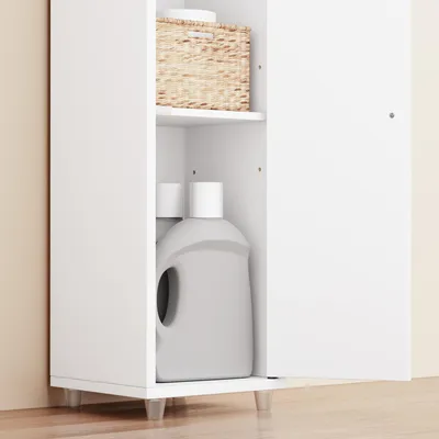 Produktbild von SoBuy Badezimmerschrank Hochschrank für kleine Bäder mit verstellbaren Einlegeböden Platzsparender Schmal Badschrank für Waschbecken Weiß BZR34-II-W