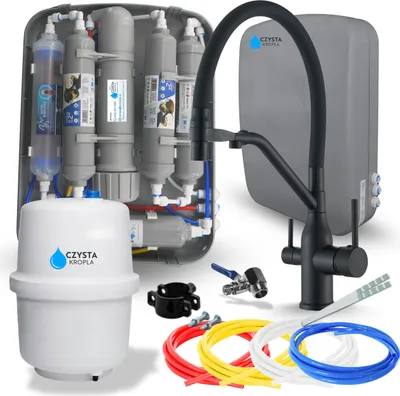 Productafbeelding van Waterfilter voor onder de gootsteen, RO7 Slim, 7-traps filtratie, omgekeerde osmose 75 GPD, mineralisator, ionisator, zwart, mat