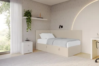 Produktbild von ALTDECOR Jugendbett mit Bettkasten - LOVY - 100x200 cm Dunkelbeige - Quelle 06 - Bett ohne Matratze - Einzelbett mit Stauraum - Polsterbett Kinderbett