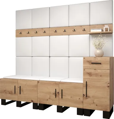 Produktbild von Garderobe ARTIN Set 8 mit gepolsterten Paneelen Industrial Design