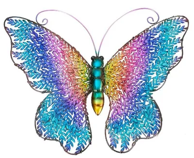 Produktbild von Bunter Metall Schmetterling 58cm Wandfigur Gartenfigur Dekoration Haus Garten