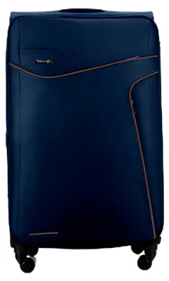 Produktbild von Reisekoffer mit 4 Rollen – Leichter Trolley mit Zahlenschloss – Großer Rollkoffer (Navy/Coffee, L)