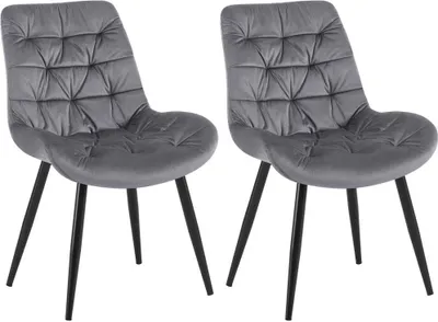 Immagine prodotto di set di 2 sedie da pranzo - sedie in velluto - elevato comfort di seduta | colore: grigio