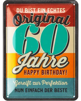 Produktbild von LANOLU Blechschild 60 Schild Geburtstag - 60er Schild ORIGINAL - Deko 60 Geburtstag Mann, 60 Geburtstag Deko, lustiges Geburtstagsschild
