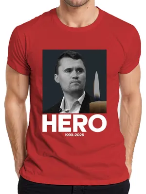 Zdjęcie produktu dla Koszulka męska Charlie Kirk Hero Rest in Peace Republican Advisor President, czerwony, L