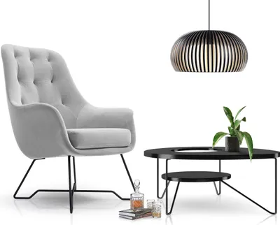 Produktbild von DomoHome Sessel EZO Komfortabler Moderner Designer-Sessel Ergonomische Polsterung, Stabile beine, PUR-Schaum Sitzkomfort, Hochwertiger Stoffbezug Größe: 72x83x101 cm, Farbe: HELLES ASCHGRAU