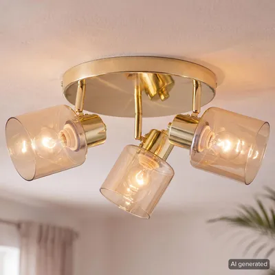 Produktbild von home24 Deckenleuchte - Metall / Glas - 3-flammig
