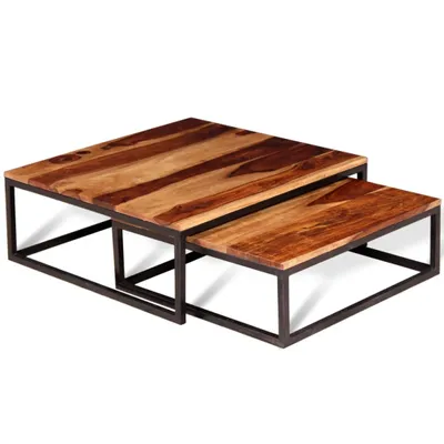Produktbild von vidaXL 2-tlg. Satztisch-Set Massivholz Akazie