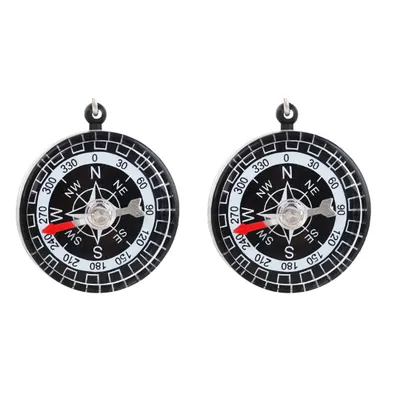 Produktbild von 2 Stück Kompass Taschenkompass Set Mini Marsch Kompass Gadget Schlüsselanhänger 3,5cm
