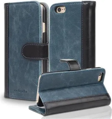Produktbild von Cadorabo Hülle für Apple iPhone 6 / 6S Hülle in Blau Schutzhülle Handyhülle Standfunktion Etui Cover Case