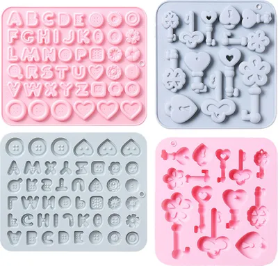 Obrázek produktu pro CANDeal 4 kusy Retro klíče a knoflíky Silikonová želé forma, formy na čokoládový dort, fondán, cukroví, hlínu, cupcake, svíčku, křtiny