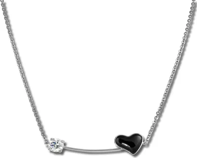 Immagine prodotto di Amello collana 50cm acciaio inox ceramica gioielli cuore argento nero ESKX40S5
