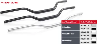 Zdjęcie produktu dla Kierownica aluminiowa Offroad Medium 28.6MM, czarna, 7/8-22mm