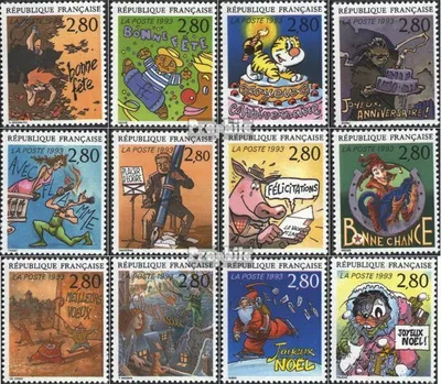 Produktbild von Briefmarken Frankreich 1993 Mi 2982C-2993C (kompl.Ausg.) gezähnt 12 1/2 : 12 1/4 postfrisch Grußmarken