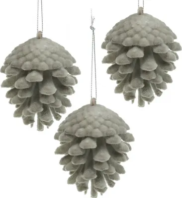 Produktbild von Tannenzapfen Weihnachtsbaum Deko Aufhänger Braun 8cm 4er Set Christbaumschmuck künstlich, 4 Stück
