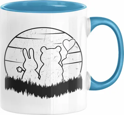 Produktbild von Süße Tasse Hase Bärchen Liebespaar Valentinstag Liebe (Blau)
