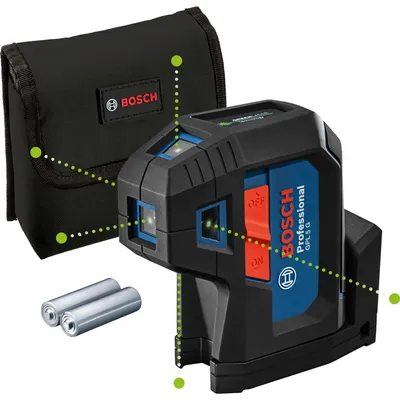 Zdjęcie produktu dla Bosch GPL 5 G, 30 m, 0,35 mm/m, 4°, 4 s, 500-540 nm (< 10mW), Niwelator poziomowy