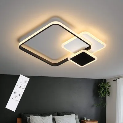 Immagine prodotto di ZMH lampada da soffitto LED dimmerabile soffitto soggiorno con telecomando, camera da letto lampada nero 46W bianco moderno per cucina sala da pranzo 44CM