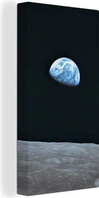 Produktbild von MuchoWow® - Leinwandbilder - Die Erde vom Mond aus, Wandbild, Wanddeko Bilder Wohnzimmer, 20x40 cm