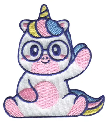 Produktbild von Einhorn mit Brille - Aufnäher, Bügelbild, Aufbügler, Applikationen, Patches, Flicken, Zum Aufbügeln, Größe: 6 x 6,7 cm