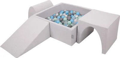 Produktbild von KiddyMoon Spielplatz Aus Schaumstoff Mit 200 Bälle 7cm Hindernisläufen Version 2 Quadrat Bällebad Mit Bunten Bällen Für Babys Und Kinder