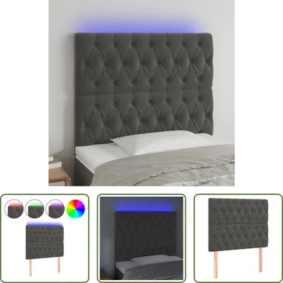 Produktbild von The Living Store LED Kopfteil Dunkelgrau 100x7x118/128 cm Samt