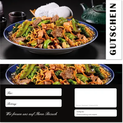 Produktbild von 10 Stück Geschenkgutscheine (GUT-700) Gutscheine Gutscheinkarten für Bereiche wie Gastronomie Fleisch Grillen Restaurant Nudeln