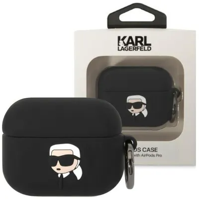 Produktbild von Karl Lagerfeld KLAPRUNIKK AirPods Pro Cover schwarz/schwarz Silikon Karl Head 3D
