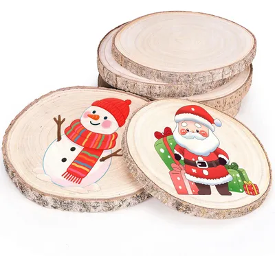 6 Stück Holzkreise, rund, aus Holz, Bastelbedarf