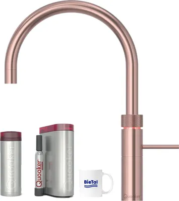 Produktbild von Quooker Wasserhahn Fusion Round Kupfer Rosé PRO3 Reservoire & Sprudelwasser CUBE