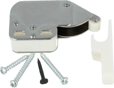 Produktbild von Federschnapper Mini Latch Türschnapper mit Halteplatte Druckschnapper Weiß