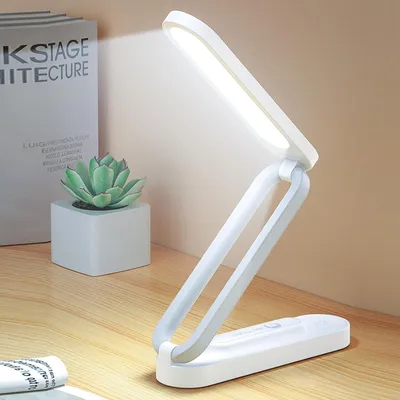 Produktbild von Faltbare kabellose LED-Schreibtischlampe – dimmbare Tischlampe mit 3 Helligkeitsstufen – augenschonende Tischlampe – per USB wiederaufladbares Leselicht – Steuerung