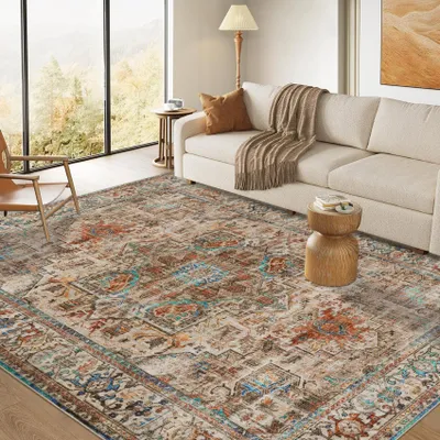 Productafbeelding van Kortpolig vloerkleed, bruin, 160x230 cm, antislip, geschikt voor de woonkamer